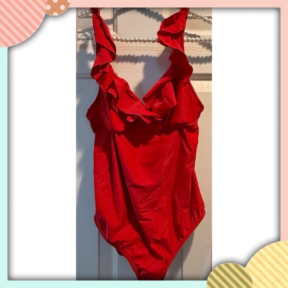 VENUS Other - Venus one piece red swimsuit. Ruffles at shoulders and chest. Size 8. So cute!
